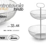CENTROTAVOLA PORTA FRUTTA PANE CESTINO MODERNO METALLO BIANCO 2 LIVELLI 44*33 cm
