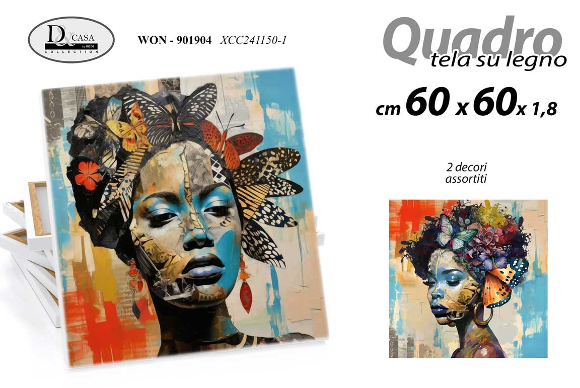 8025569901904 QUADRO STAMPA SU TELA Canvas LEGNO REGINA Donna AFRICA COLOR ASSORT 60*60cm - immagine 1