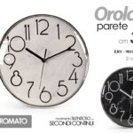OROLOGIO DA PARETE TONDO MODERNO CLASSICO SILENZIOSO BORDO CROMAT ASSOR ABS 31cm