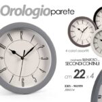 OROLOGIO DA PARETE TONDO MODERNO CLASSICO VINTAGE SILENZIOSO ASSORTITO ABS 22*4
