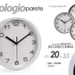 OROLOGIO DA PARETE TONDO MODERNO VINTAGE SILENZIOSO COLOR ASSORTITO P ABS 20 cm