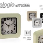 OROLOGIO DA TAVOLO QUADRATO MODERNO CLASSICO SILENZIOSO COLOR ASSOR ABS 19*4cm