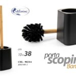 Portascopino da bagno NERO LEGNO BAMBOO Porta Scopino WC Spazzolone Water 38*10