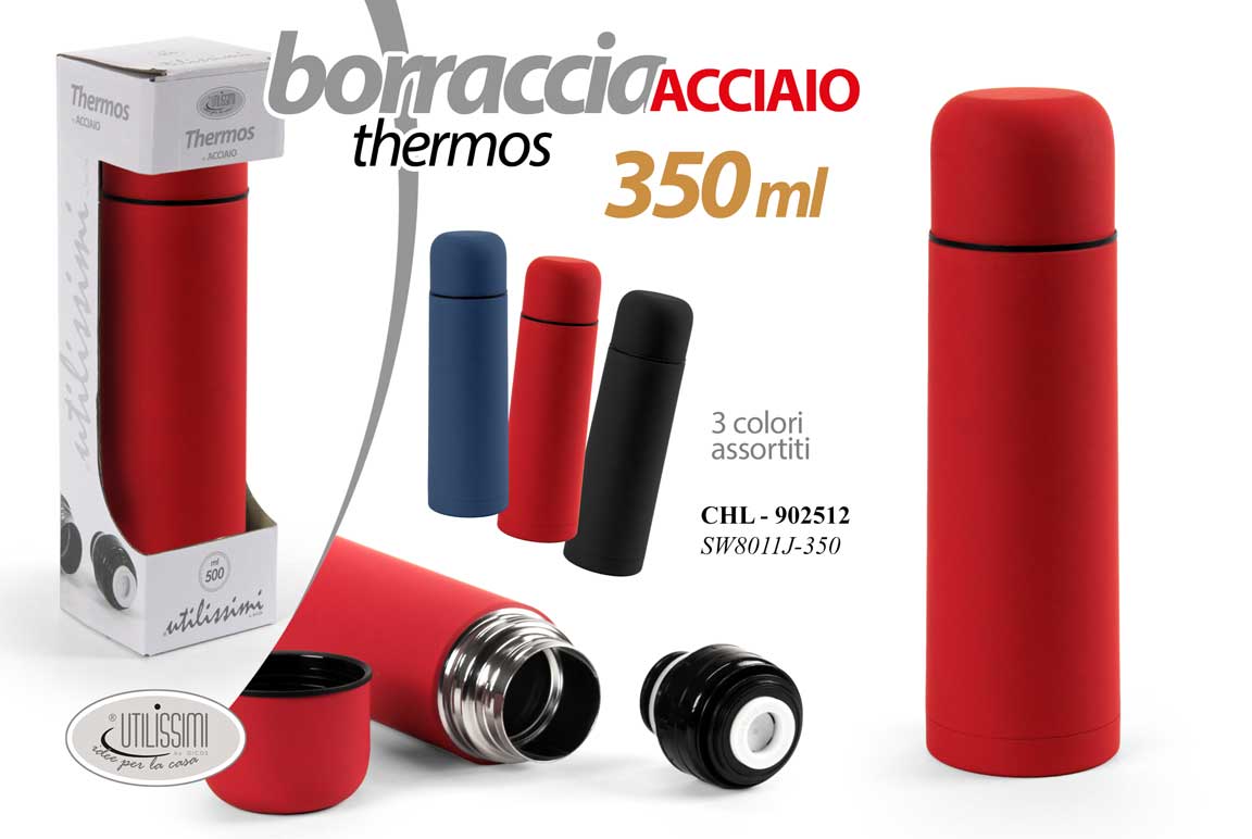 8025569902512 THERMOS BORRACCIA TERMICA BICCHIERE ACCIAIO VIAGGIO CAMPEGGIO MONTAGNA 350 ML - immagine 1
