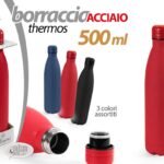 THERMOS BORRACCIA BOTTIGLIA TERMICA ACCIAIO VIAGGIO CAMPEGGIO MONTAGNA 500 ML