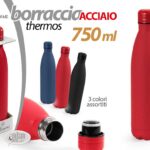 THERMOS BORRACCIA BOTTIGLIA TERMICA ACCIAIO VIAGGIO CAMPEGGIO MONTAGNA 750 ML