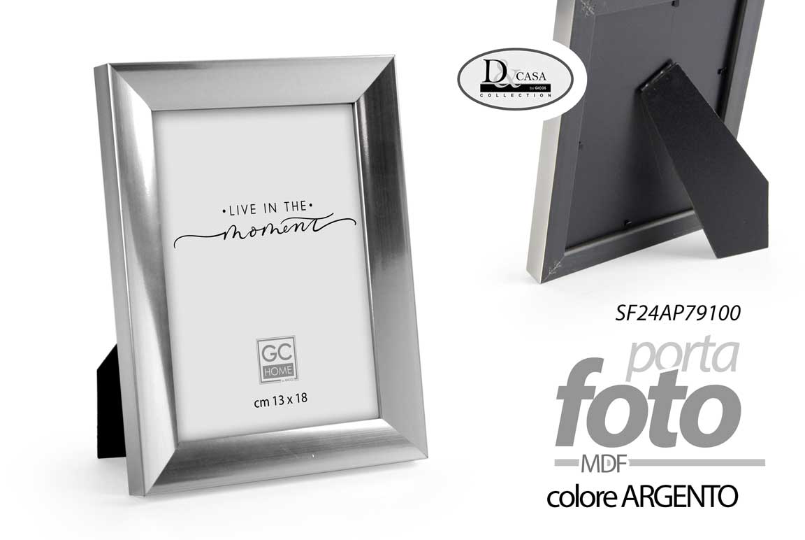 8025569902819 CORNICE PORTAFOTO DA TAVOLO FOTO MODERNO CLASSICO LEGNO COLOR ARGENTO 18*13 cm - immagine 1