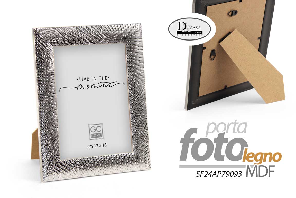8025569902864 CORNICE PORTAFOTO DA TAVOLO FOTO MODERNO CLASSICO LEGNO COLOR R ARGENTO 20*15 cm - immagine 1