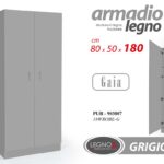 ARMADIO GUARDAROBA MODERNO MAXI 2 ANTE RIPIANI APPENDIABITI GRIGIO 180*80*50 cm