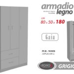 ARMADIO MAXI 3 ANTE 2 CASSETTI GUARDAROBA MODERNO LEGNO GRIGIO 180*90*42 cm
