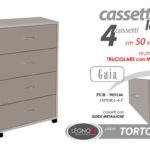 CASSETTIERA 4 CASSETTI TORTORA COMODINO STUDIO CAMERA DA LETTO UFFICIO h83*50*40