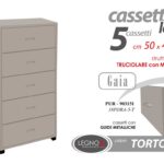 CASSETTIERA 5 CASSETTI TORTORA COMODINO STUDIO CAMERA DA LETTO UFFICIO 101*50*40
