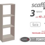 SCAFFALE LIBRERIA 3 RIPIANI MENSOLE SALOTTO UFFICIO BAGNO TORTORA 105*40*24 cm