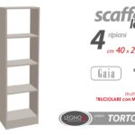 SCAFFALE LIBRERIA 4 RIPIANI SALVASPAZIO SALOTTO UFFICIO BAGNO TORTORA 105*40*24