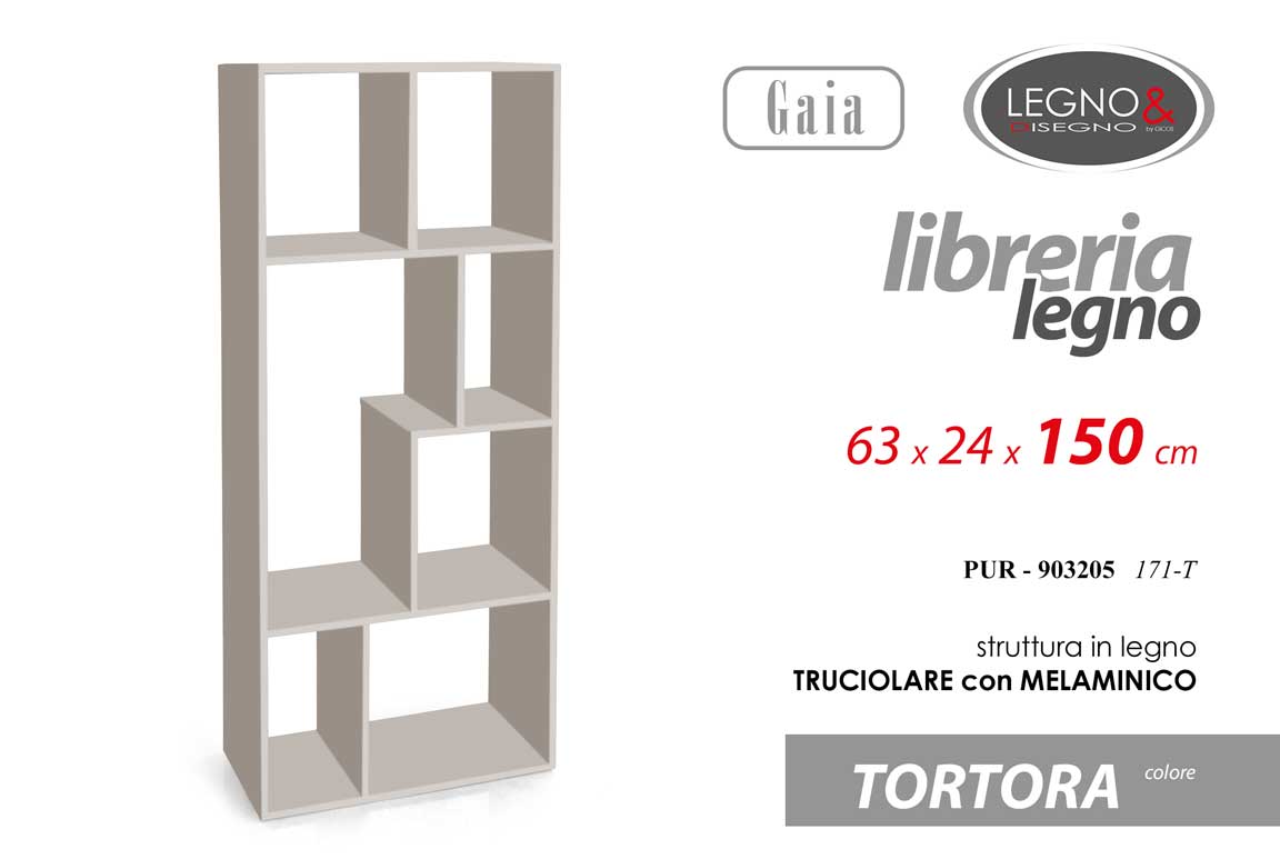 8025569903205 LIBRERIA TORTORA MODERNA LEGNO ME SCAFFALE SALVASPAZIO CASA UFFICIO 150*63*24 cm - immagine 1