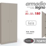 ARMADIO MAXI 2 ANTE RIPIANI GUARDAROBA APPENDIABITI MOBILE TORTORA 180*80*50 cm