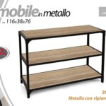 MOBILE SCAFFALE Scaffalatura METALLO NERO MENSOLA ROVERE LEGNO L116*P38*H76 cm