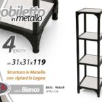 MOBILE SCAFFALE Scaffalatura COLONNA METALLO NERO MENSOLA BIANCO LEGNO 119*31*31