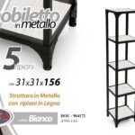 MOBILE SCAFFALE Scaffalatura COLONNA METALLO NERO MENSOLA BIANCO LEGNO 156*31*31