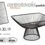 CENTROTAVOLA ALZATA PORTA FRUTTA PANE CESTINO METALLO NERO QUADRATO 30*19 CM