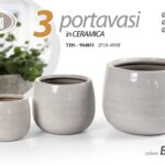 3 VASI CACHEPOT CERAMICA MODERNO BIANCO VINTAGE VASO LUCIDO ANTICATO 29/21/15 cm