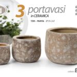 3 VASI CACHEPOT CERAMICA MODERNO BIANCO VINTAGE VASO MUSCHIO ANTICATO 29/21/15cm
