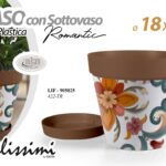 VASO PIANTE GRASSE FIORI SEMI VIVAI FIORIERA PLASTICA SOTTOVASO ROMANTICO 18*h16