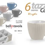 Set 6 tazzine tazze caffè moderne moka porcellana righe col vintage retrò 100ml