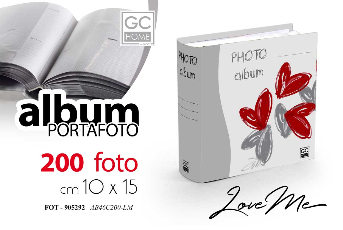 8025569905292 ALBUM PORTAFOTO FOTOGRAFICO LIBRO PORTA FOTO MODERNO CUORI LOVE 200 FOTO 10*15 - immagine 1