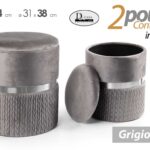 2 POUF CILINDRICO CONTENITORE MODERNO POGGIAPIEDI SGABELLO VELLUTO ARGENTO 44-38