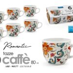 SET 6 TAZZINE CAFFè TAZZE ESPRESSO BIANCO FIORI CLASSICO MODERNO ROMANTIC 80 ML
