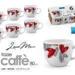 SET 6 TAZZINE CAFFè TAZZE ESPRESSO CUORE CUORI GRIGIO ROSSO love MODERNO 80ML