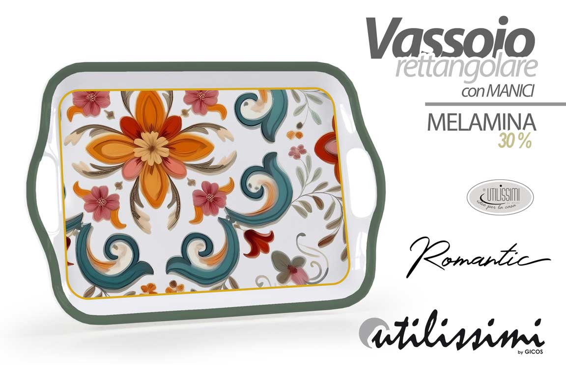 8025569905414 Vassoio colazione bibite cucina rettangolare portata melamina resist ass 35*25 - immagine 1