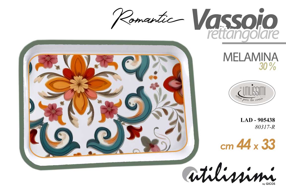8025569905438 Vassoio colazione bibite cucina rettangolare portata melamina resist ass 44x33 - immagine 1