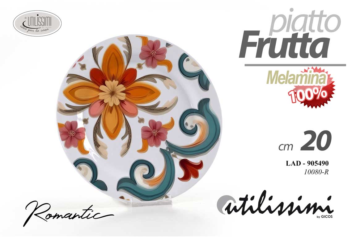 8025569905490 Piatto tondo dessert dolce frutta giardino barca campeggio mare melamina 20 cm - immagine 1