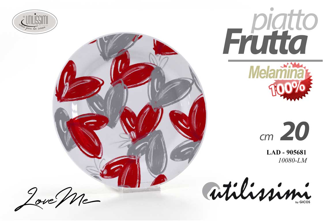 8025569905681 Piatto frutta dolce dessert cuore cuori giardino barca campeggio melamina 20 cm - immagine 1