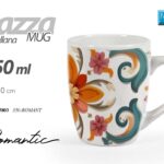 Tazza mug moderna latte the tisana colazione porcellana fiori romantico 350 ml