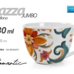 Tazza colazione jumbo latte cereali porcellana fiori color romantico 330 ml