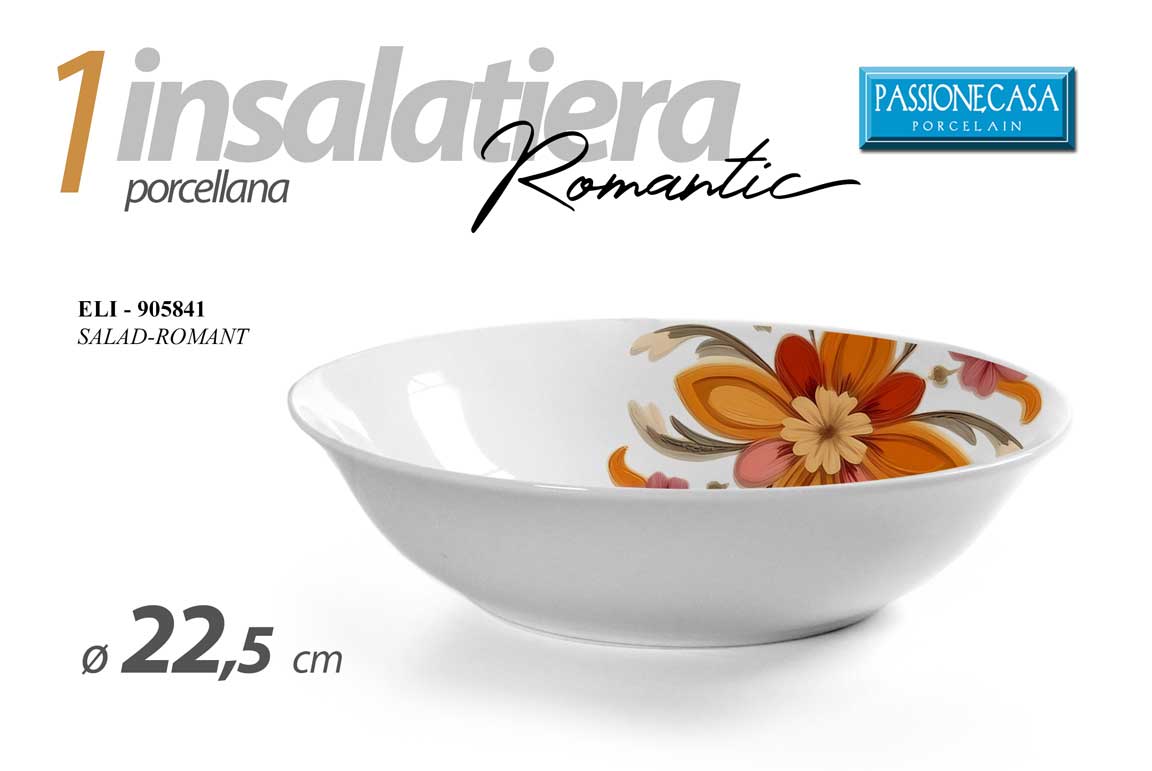 8025569905841 Insalatiera moderna ciotola tavola scodella porcellana fiori romatica 22,5 cm - immagine 1