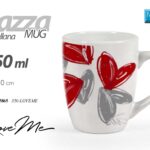 Tazza mug moderna latte the tisana colazione porcellana bianca cuori love 350 ml