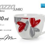 Tazza colazione jumbo latte cereali porcellana bianca cuore cuori love 330 ml