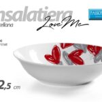 Insalatiera moderna ciotola tavola scodella porcellana bianca cuori love 22,5 cm