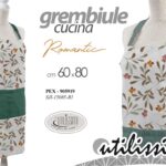 Grembiule pettorina cucina romantico fiori bianco verde moderno tessuto 80x60 cm