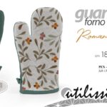 Guanto forno presina cucina romantico fiori bianco verde moderno imbottito 32 cm