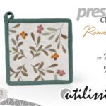 Presina forno quadrata cucina romantico fiori bianco verde imbottita 20*20 cm