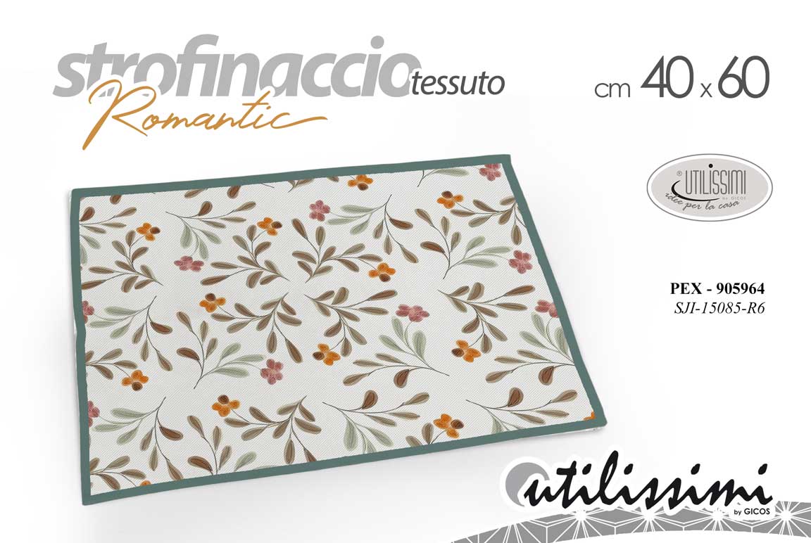 8025569905964 Strofinaccio canovaccio cucina romantico fiori bianco verde tessuto 40*60 cm - immagine 1