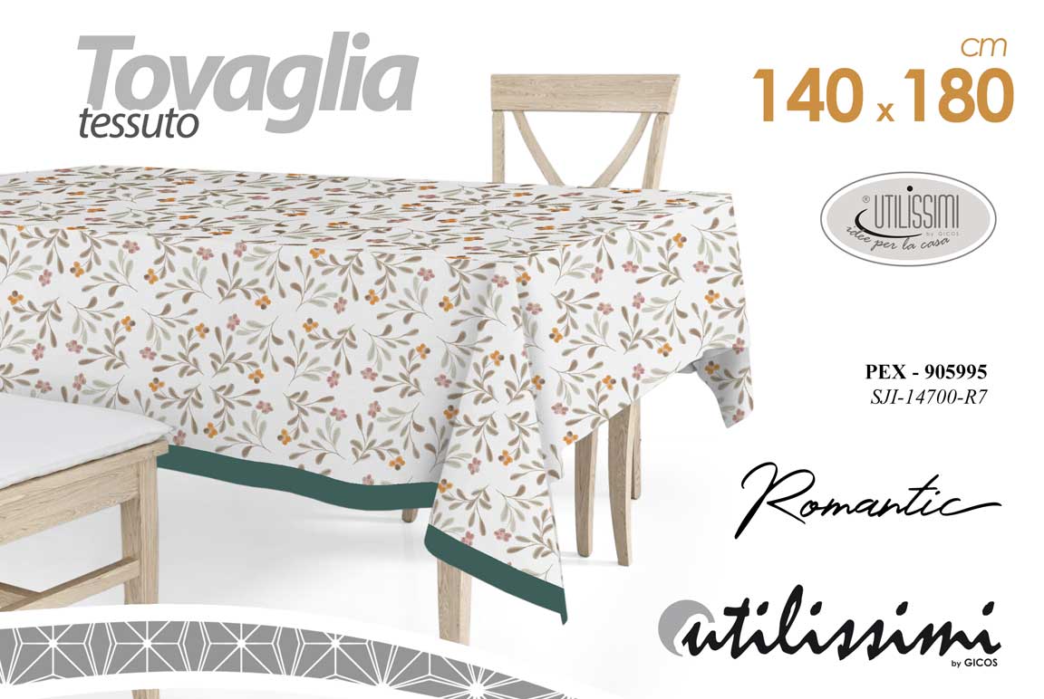 8025569905995 Tovaglia rettangolare fiori pranzo romantico cucina verde tessuto 180x140 cm - immagine 1