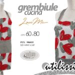 Grembiule pettorina cucina love me cuori bianco rosso grigio tessuto 80x60 cm