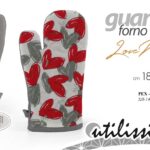 Guanto forno imbottito presina cucina love me cuori bianco rosso grigio 32 cm