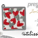 Presina forno quadrata imbottita cucina love me cuori bianco rosso grigio 20*20